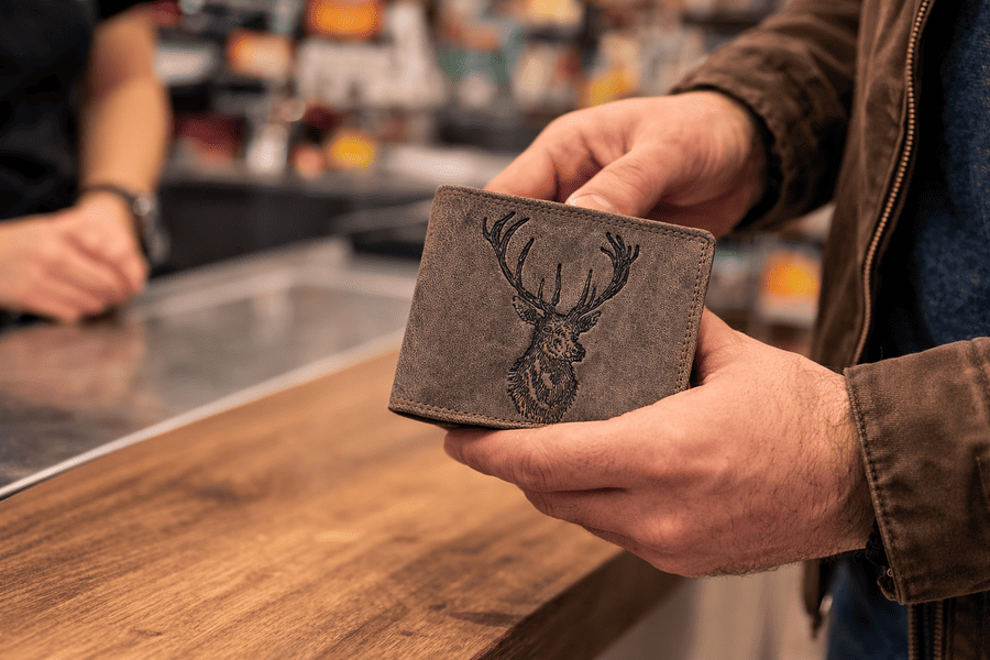 muž platí pri pokladni - detail peňaženka mk